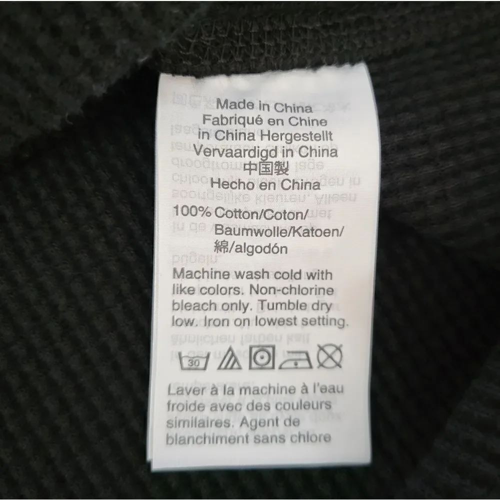 J.Crew Men's Black Long Sleeve Crewneck Waffle-knit Henley Shirt